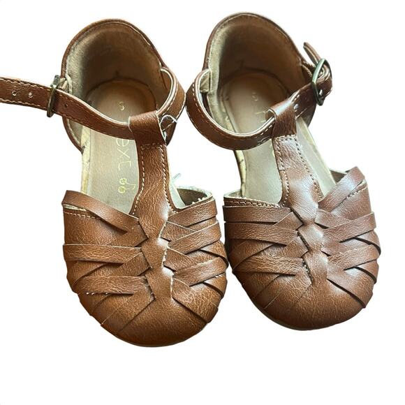 Next brand UK 5 US 6c Tbar Maryjane Style Sandal‎ Brown Leather Shoe Fisherman - Picture 1 of 7